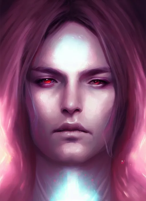Image similar to « a portrait o cyberpunk jesus christ, glowing eyes, a digital painting by charlie bowater, featured on cgsociety, fantasy art, behance hd, wiccan, artstation hd »