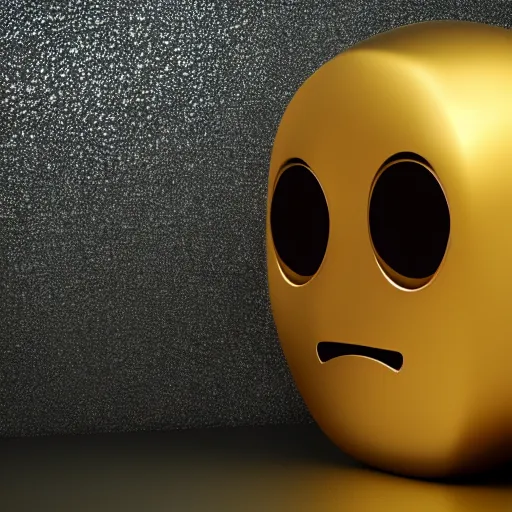 Image similar to full head shot of sad golden emoji, trending on artstation, octane render, insanely detailed, 8 k, hd