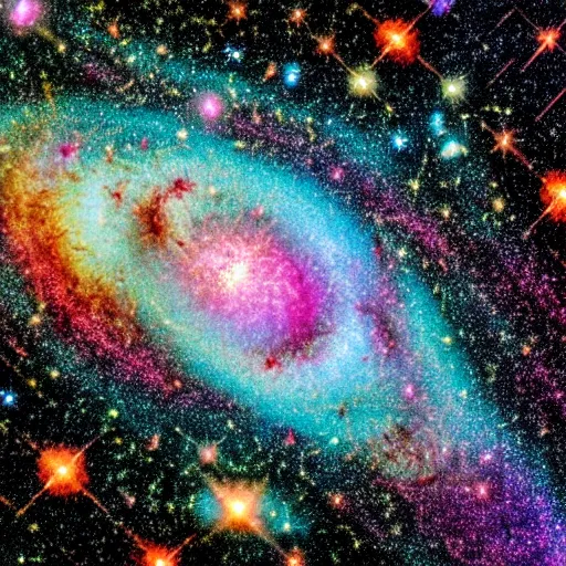 Prompt: the universal big bang, hyper detailed photo of a huge galactic explosion in all directions for infinity