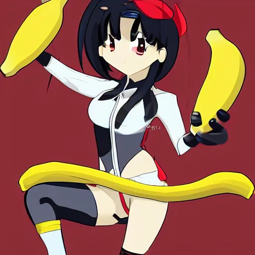 Prompt: an anthropomorphic banana girl, anime style, nade by studio trigger