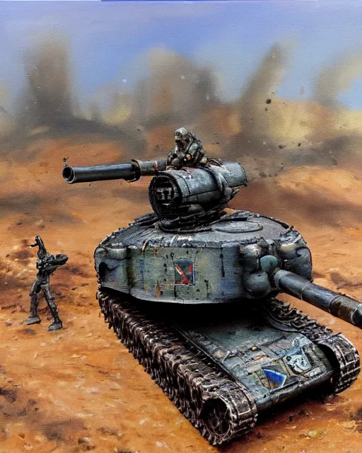 Image similar to t - 3 4 mech!!! armed with a tank cannon for an arm, humanoid figure, oil painting, soviet tank, tribal yurta, postapocalyptic, sharp focus