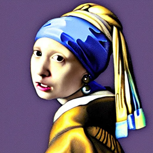 Image similar to girl with a pearl earring as a dog, very detailed