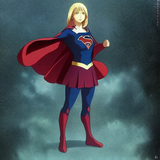 Image similar to “ supergirl, still from a 2 0 1 0 s anime, william - adolphe bouguereau ”