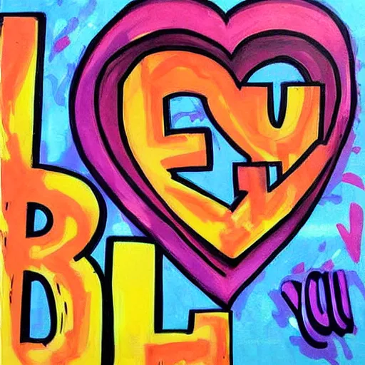 Image similar to beautiful painting of'i love you'graffiti