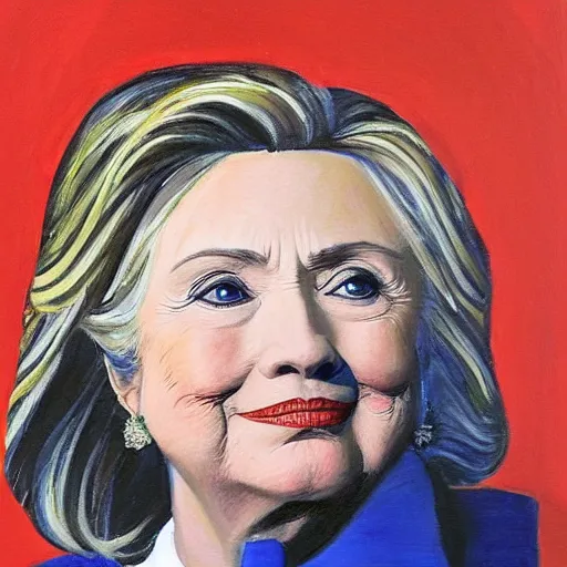 Image similar to beautiful portrait of first lady hillary clinton, painted by a russian expressionist