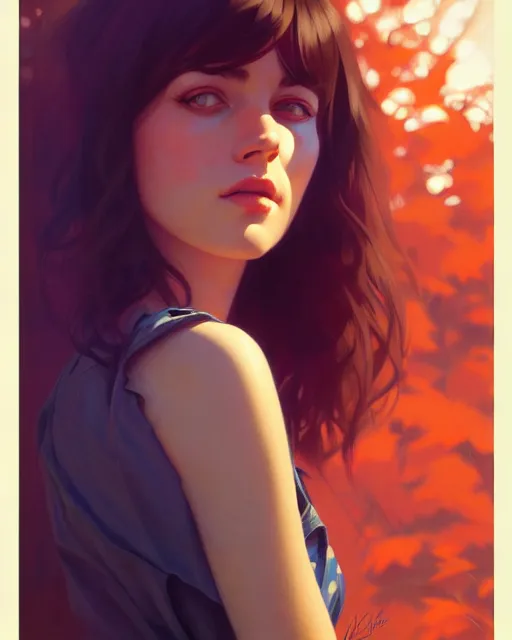 Image similar to stylized portrait of an artistic pose, composition, young suicide girl surrounded by nature, realistic shaded, fine details, realistic shaded lighting poster by ilya kuvshinov, magali villeneuve, artgerm, jeremy lipkin and michael garmash and rob rey