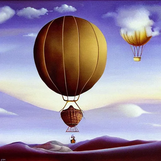 Prompt: a beautiful and detailed surreal painting of a Kirby hot air balloon by Salvador Dali