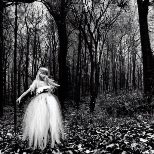 Prompt: Once upon a time there was a fairy in the forest and everything around her became black and white.