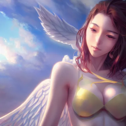 Prompt: an oil painting of a beautiful anime girl with wings, by artgerm and greg rutkowski, hd, hdr, ue 5, ue 6, unreal engine 5, cinematic 4 k wallpaper, 8 k, ultra detailed, high resolution, artstation, award winning