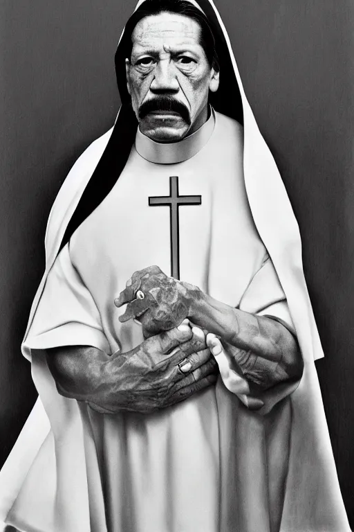 Image similar to portrait of Danny Trejo as church nun