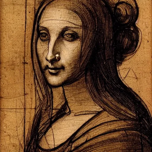 Image similar to sketch of a woman face by leonardo da vinci