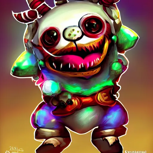 Image similar to ziggs from league of legends as a dog, digital art