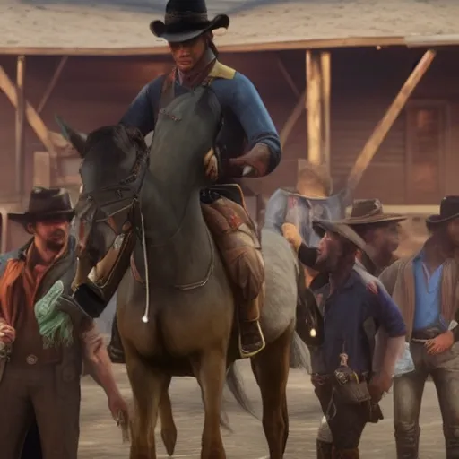 Prompt: Film still of Neymar, from Red Dead Redemption 2 (2018 video game)