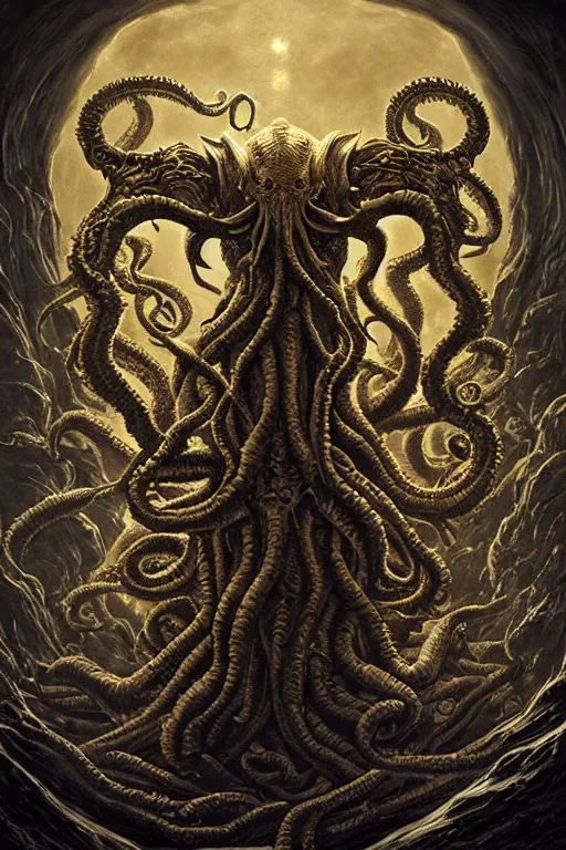 portrait of Cthulhu spreading his dark unholy wings | Stable Diffusion ...