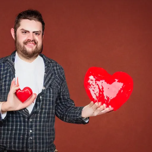 Prompt: Henry Phillips from Henry's Kitchen holding a bloody heart in his hand 4k, high definition