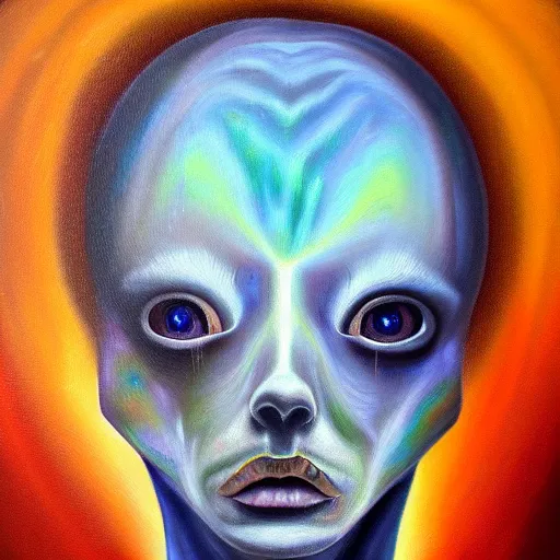 Image similar to fear psychosis in oil paint, surrealist highly detailed at, astral ethereal, trending on art station, masterpiece, visionary art, emotional oil painting