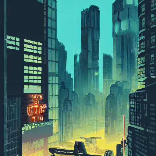 Prompt: landscape of a brutalist neon lit blade runner city in the style of Rob Lefield and Dan Mumford , trending on artstation, digital art, first person perspective-W 1216