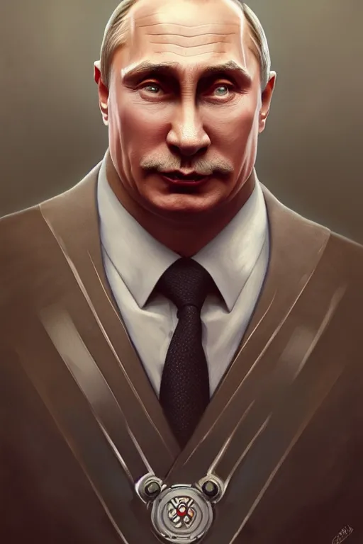 Image similar to vladimir putin as a robotnik dr eggman, realistic portrait, symmetrical, highly detailed, digital painting, artstation, concept art, smooth, sharp focus, illustration, cinematic lighting, art by artgerm and greg rutkowski and alphonse mucha