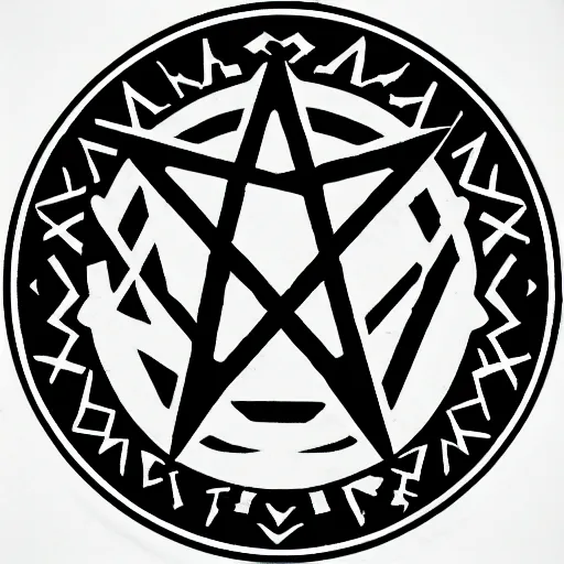 Image similar to American Occult logo, graphic design, black and white