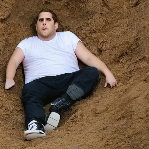 Image similar to jonah hill stuck inside of a hill