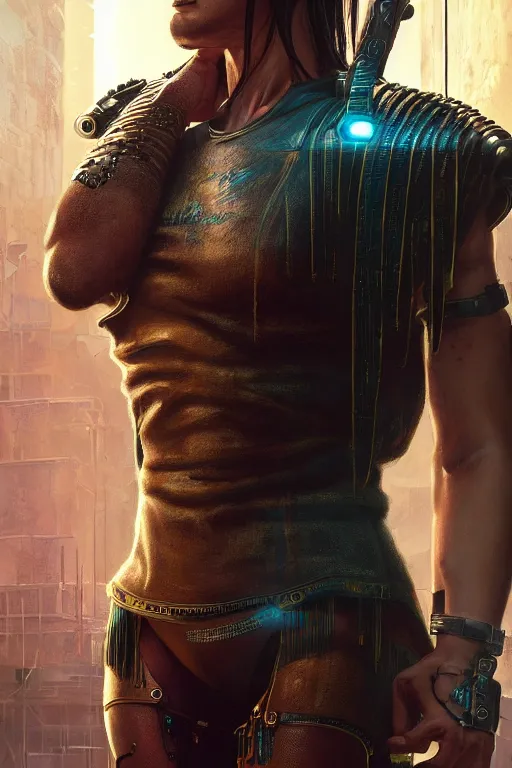 Image similar to A film still roman soldier as a cyberpunk 2077 loading screen, highly detailed, digital painting, artstation, concept art, sharp focus, illustration, cinematic lighting, art by artgerm and greg rutkowski and alphonse mucha diffuse lighting, fantasy, intricate, elegant, highly detailed, lifelike, photorealistic, digital painting, artstation, illustration, concept art, smooth, sharp focus, art by John Collier and Albert Aublet and Krenz Cushart and Artem Demura and Alphonse Mucha