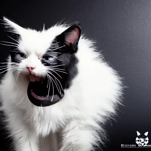 Image similar to black metal cat with corpse paint, studio photography