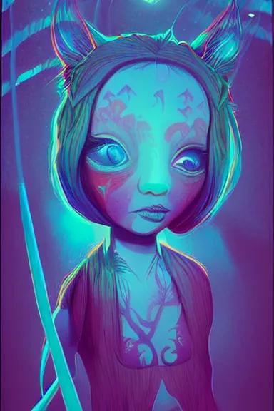 Image similar to little girl character inspired in indigenous and blue arara, digital art by ruan jil and lois van baarle highly detailed, anatomically correct, symmetrical, experimental design, extremely coherent, psychedelic background p