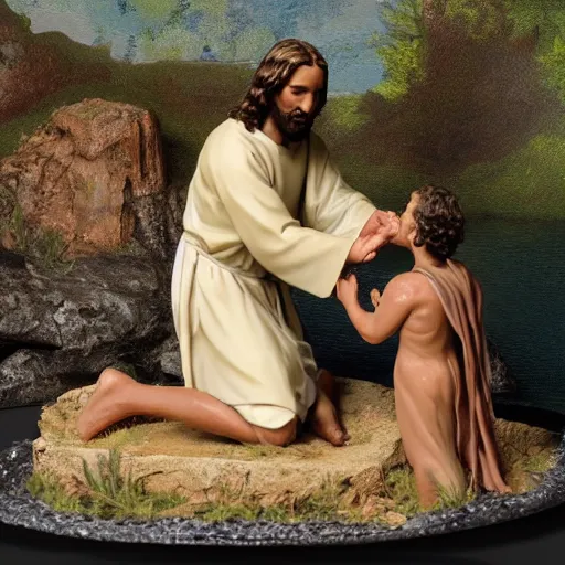 Image similar to diorama of Jesus when John was baptizing him