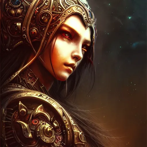 Image similar to a highly detailed long shot photo of chthonic warcraft female character by ayami kojima, beksinski, giger, intricate, digital painting, artstation, intricate, concept art, smooth, sharp focus, illustration