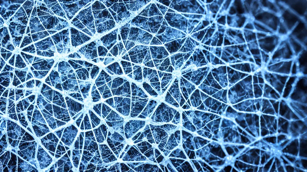 Image similar to neurons network made of salt crystals, macro photography, scientific,