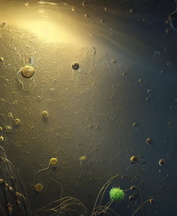 Image similar to simplicity, transparent clear see - through image of microbes, botany, milky way environment, ultra realistic, concept art, art nouveau, photorealistic, octane render, 8 k, unreal engine. art by gustave dore and nori inoguchi and sam kaplan and zachary goulko and christopher marley and artgerm