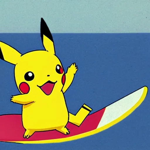 Image similar to pikachu surfing on the great wave