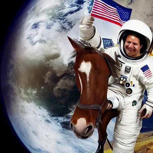 Image similar to A photo of an astronaut riding a horse