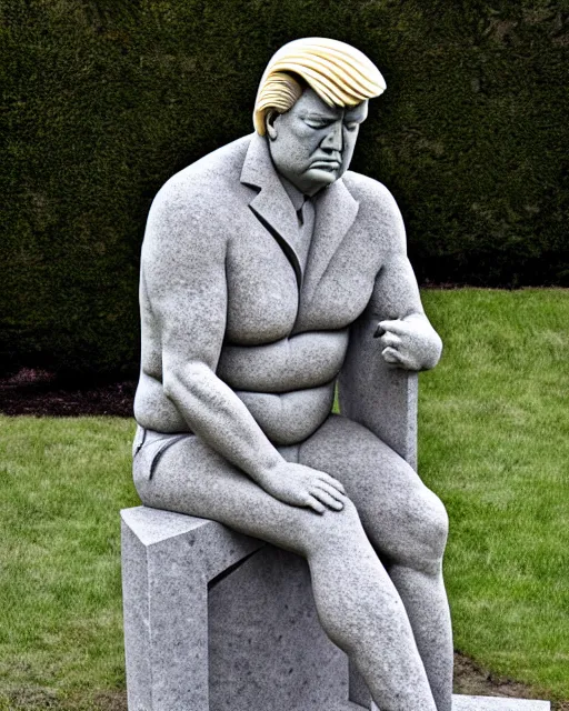 Prompt: granite sculpture of donald trump in the style of gustav vigeland