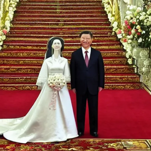 Image similar to photo of wedding putin and xi jinping, realistic