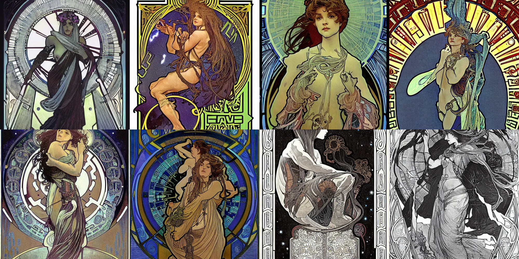 Prompt: Detailed art Dave McCaig, Detailed art Alphonse Mucha, Millennia ago, mankind fled the earth's surface into the bottomless depths of the darkest oceans. Shielded from a merciless sun's scorching radiation, the human race tried to stave off certain extinction by sending robotic probes far into the galaxy to search for a new home among the stars,soft,light,bright,epic,awesome,digital art