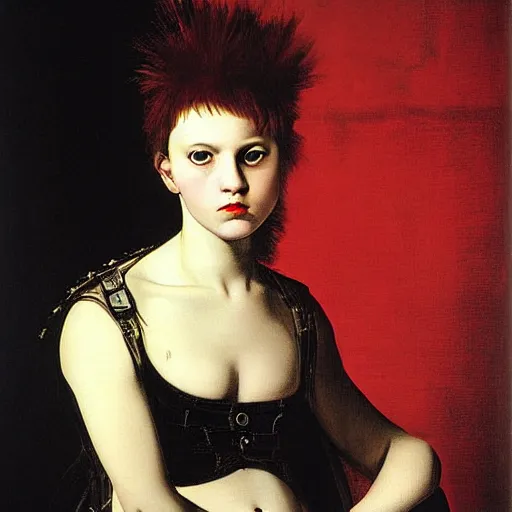 Prompt: Punk girl by Caravaggio, masterpiece