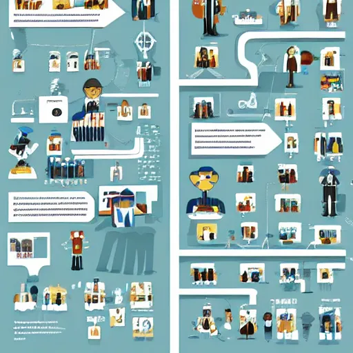 Image similar to large scale, intricately detailed human resources infographic, with lots of text and icons, by chris ware