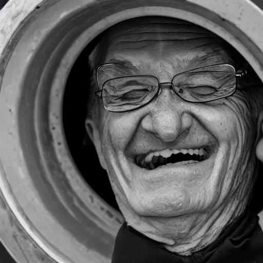 Image similar to a smiling old man in a pipe