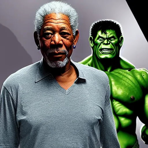 Image similar to Morgan freeman as the hulk