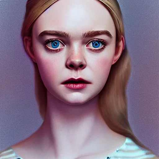 a striking hyper real illustration of Elle Fanning by | Stable ...