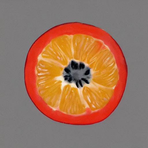 Image similar to centered hyper-realistic single piece of fruit, gray background