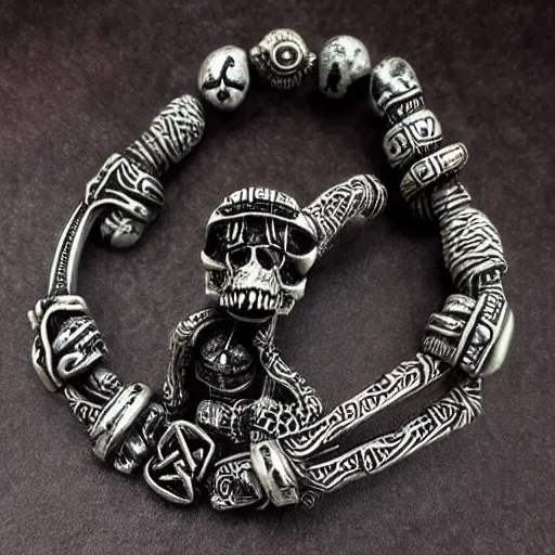 Prompt: warlock with a skeleton serpent as a bracelet, D&D, Dark Fantasy, Highly detailed