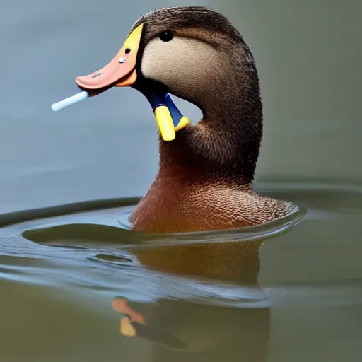 Prompt: duck brushing teeth