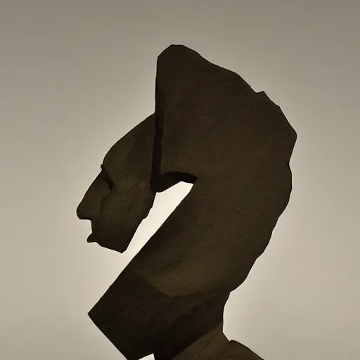 Image similar to surrealism sculpture by enrico ferrarini, the double shadow of a person divided