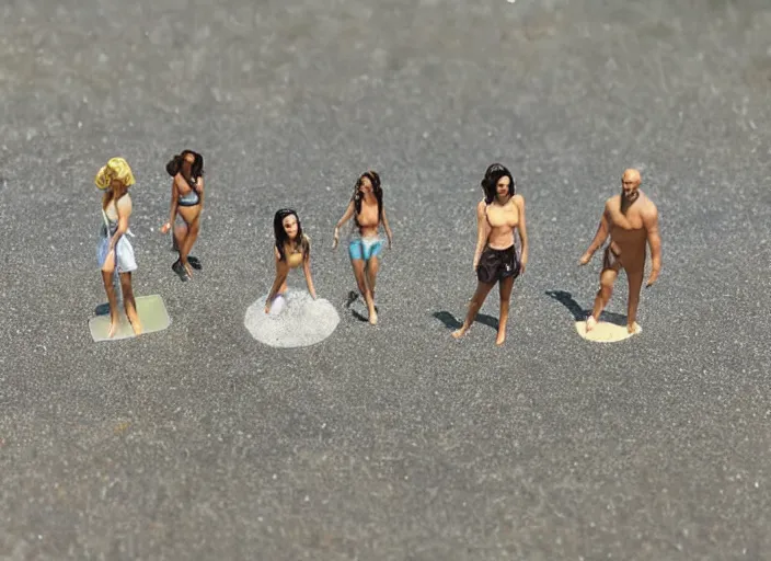 Prompt: Image on the store website, eBay, Full body, 80mm resin figure of People in the beach