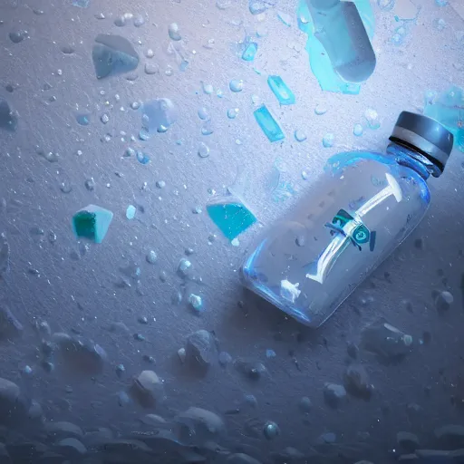 Prompt: An entire planet is inside a discarded plastic water bottle, razor shap, ultra detailed, concept art, 4k, octane, ue5