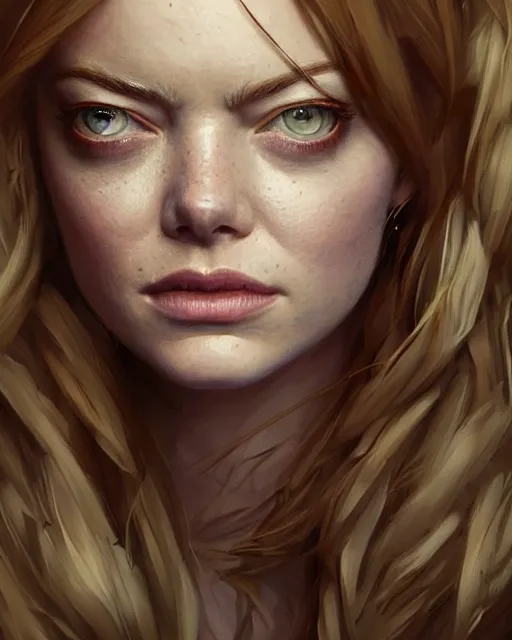 Image similar to emma stone, hyper realistic face, beautiful eyes, fantasy art, in the style of greg rutkowski, intricate, hyper detailed, smooth