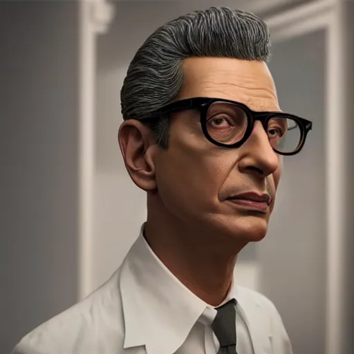 Image similar to hyperrealistic jeff goldblum, by istvan sandorfi & thomas eakes & xiang duan, perfect facial symmetry, dim volumetric cinematic lighting, photorealistic, 8 k octane comprehensive render, post - processing, extremely hyper - detailed, intricate, lifelike texture, epic composition, masterpiece, stunning!!,