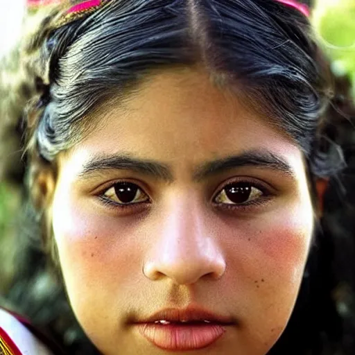 Prompt: beautiful photo of a young mexican woman in the style of martin schoeller